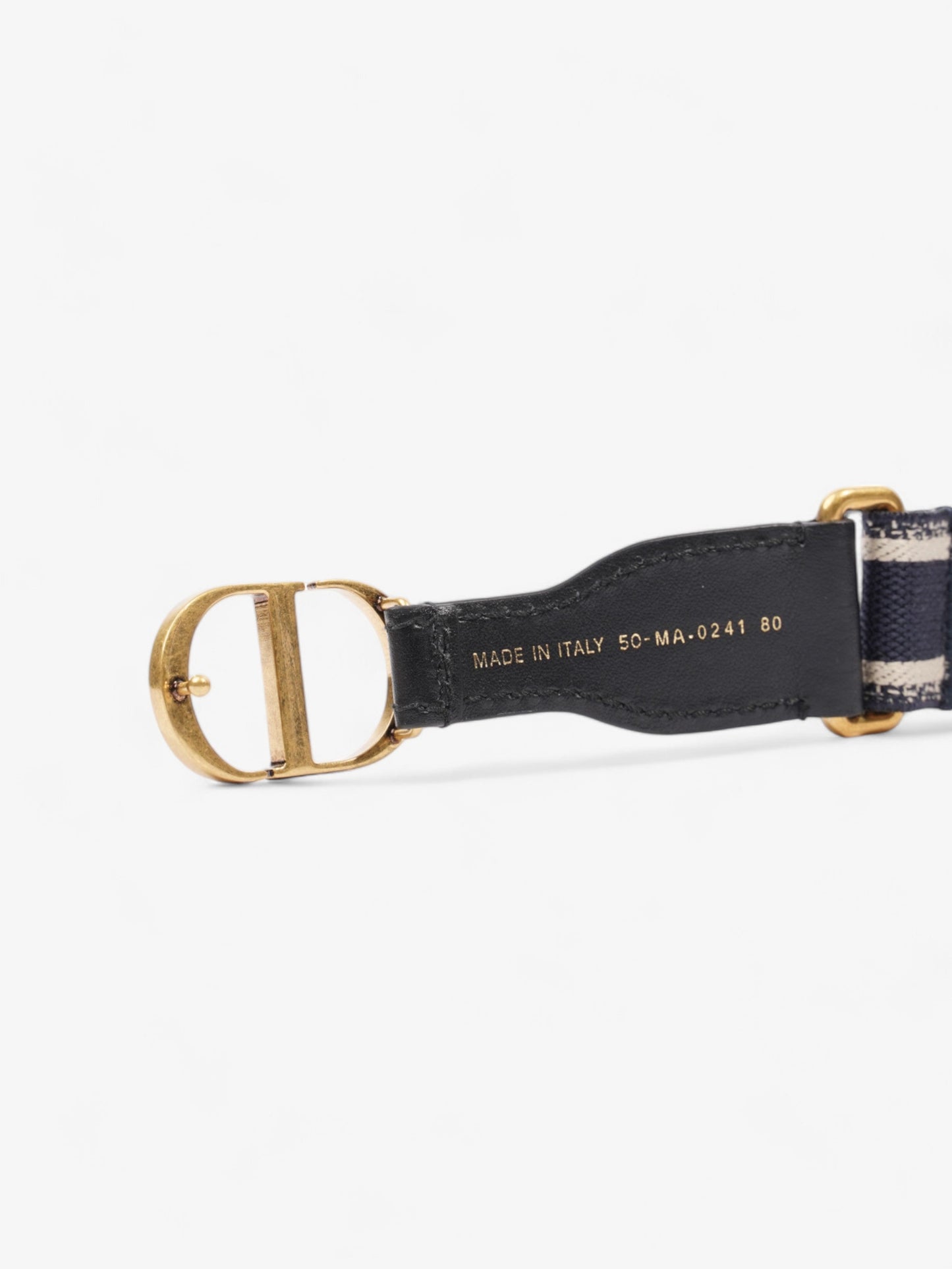 Christian Dior CD Belt Blue Oblique / Gold Canvas 80cm