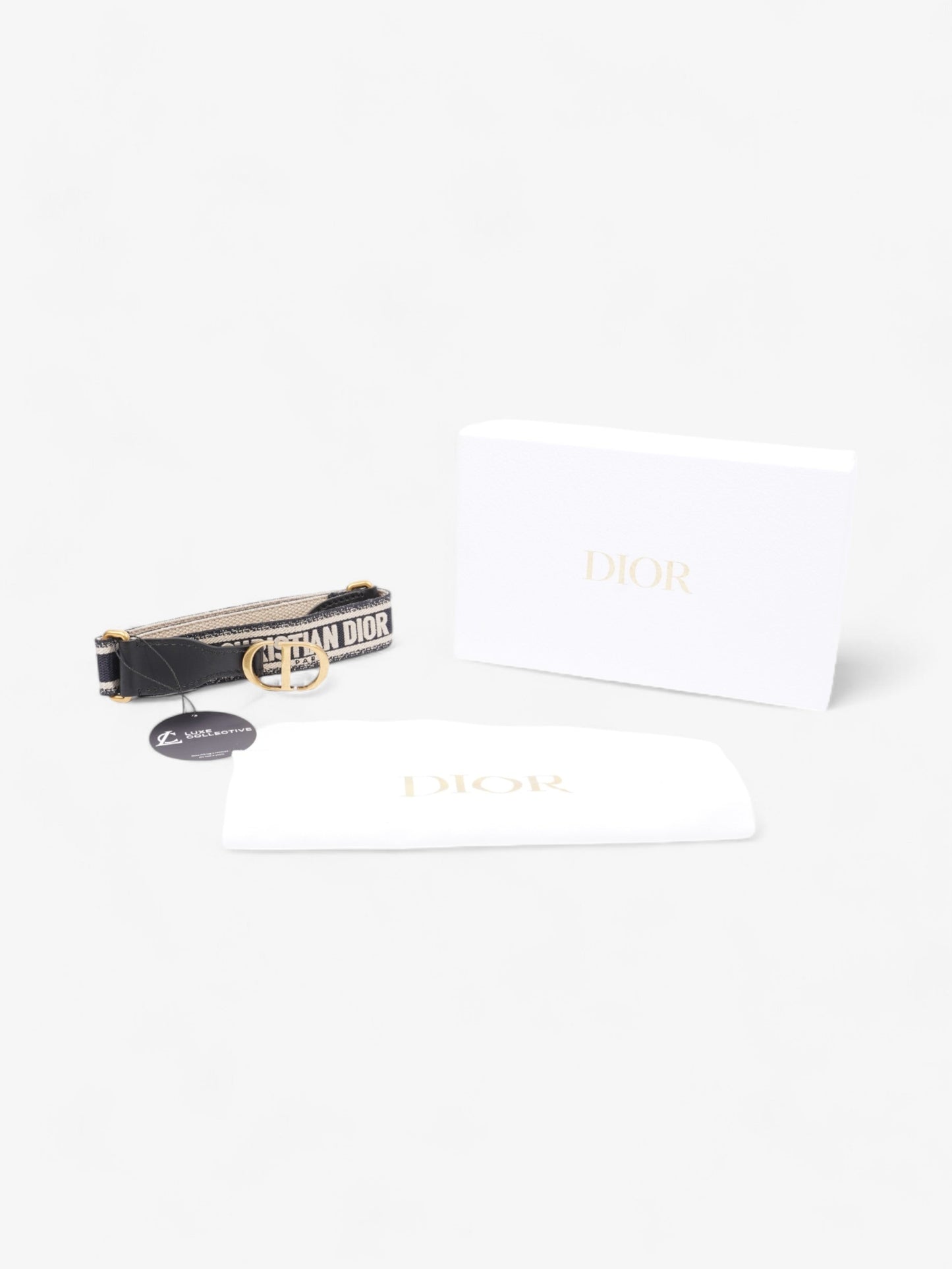 Christian Dior CD Belt Blue Oblique / Gold Canvas 80cm