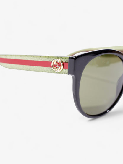 Gucci Interlocking G Sunglasses Black / Green / Red Acetate 140mm