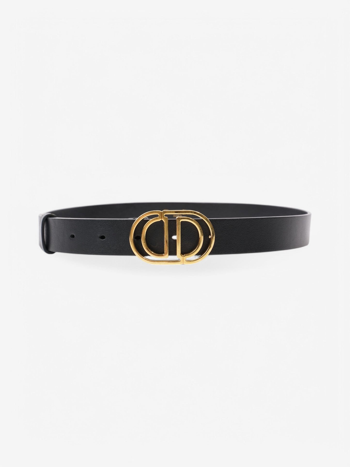 Christian Dior CD Belt Black / Gold Leather 75cm