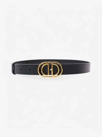 Christian Dior CD Belt Black / Gold Leather 75cm