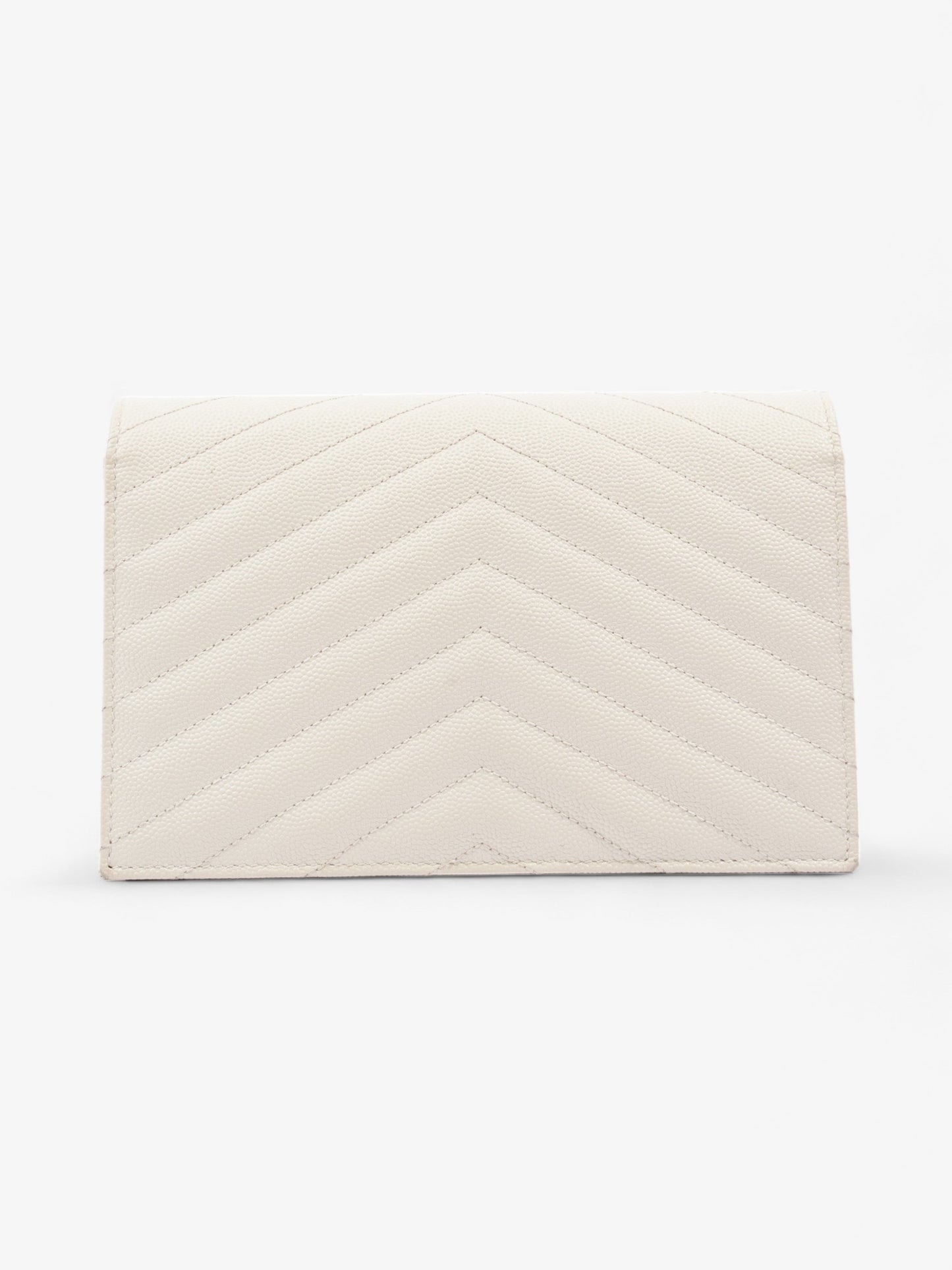 Saint Laurent Cassandra Envelope Chain Wallet Cream Grained Leather