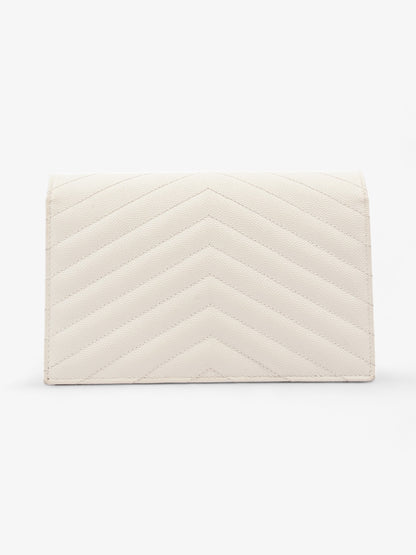 Saint Laurent Cassandra Envelope Chain Wallet Cream Grained Leather