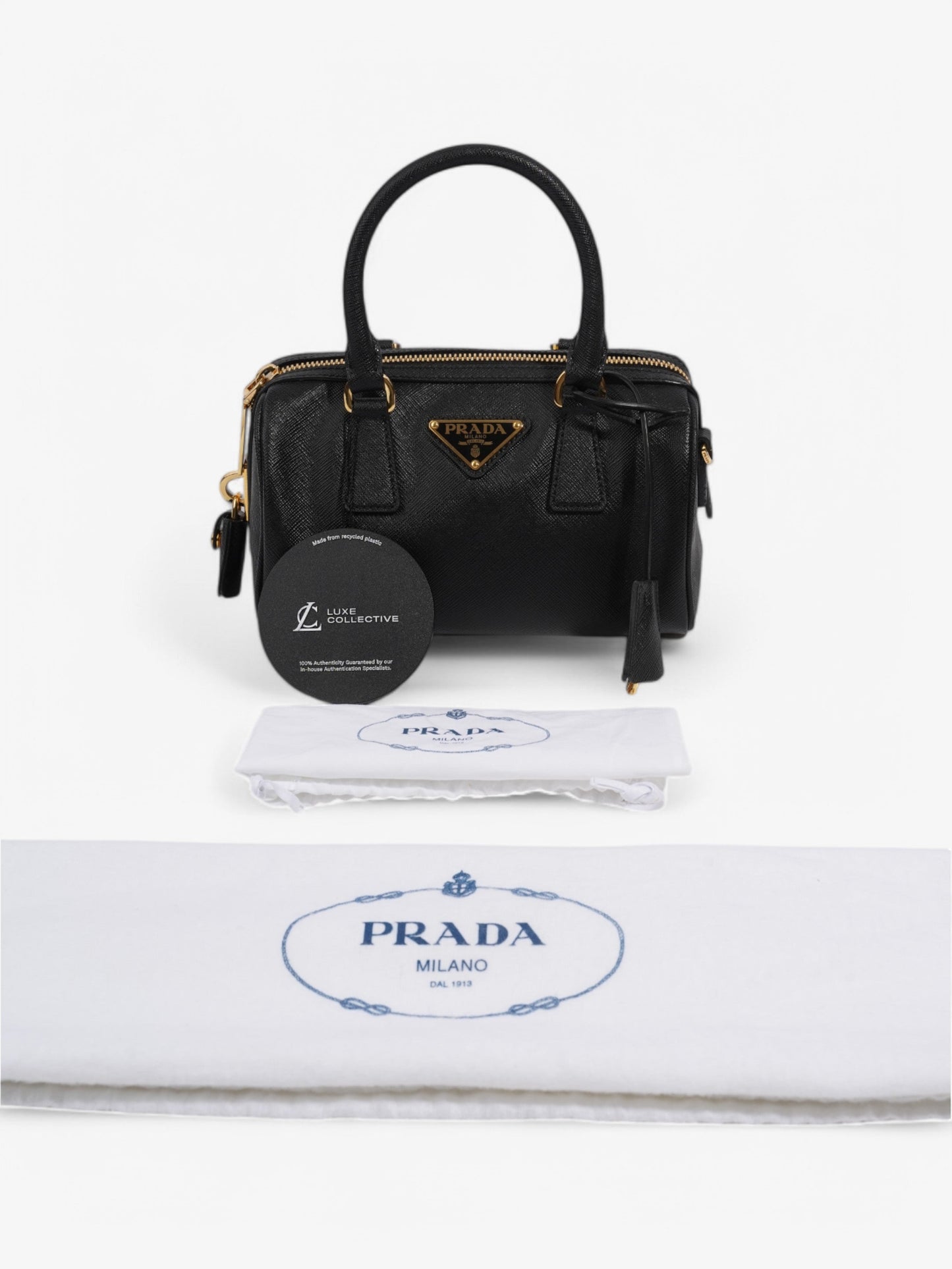 Prada Top Handle Bag Black Saffiano Leather
