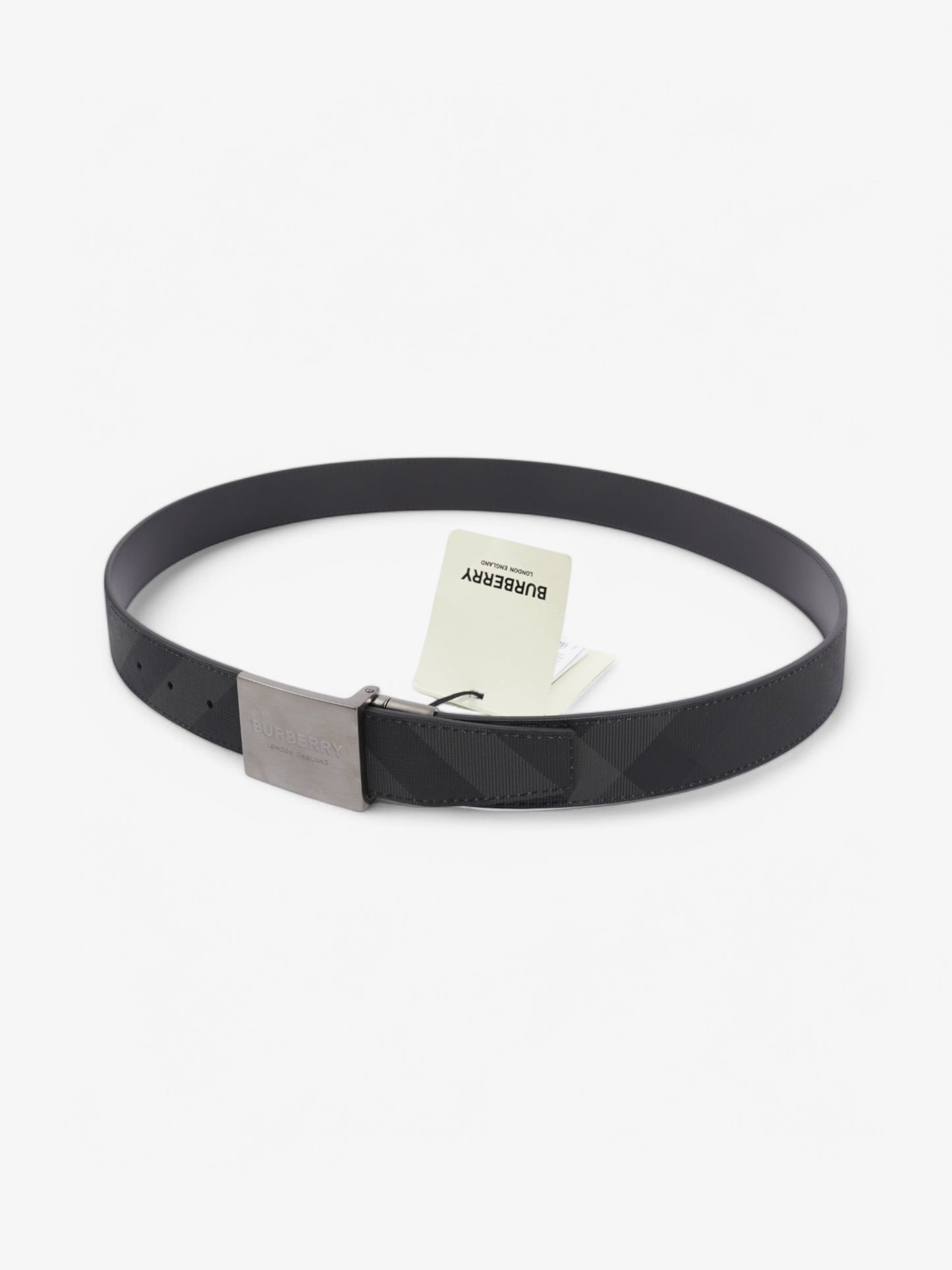 Burberry Reversible Belt Charcoal / Graphite Coated Canvas 100cm 40"