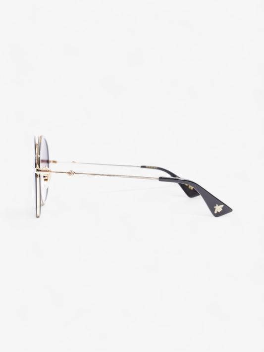 Gucci Round Sunglasses Black / Gold Base Metal 140mm