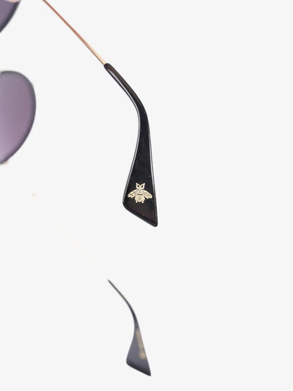 Gucci Round Sunglasses Black / Gold Base Metal 140mm