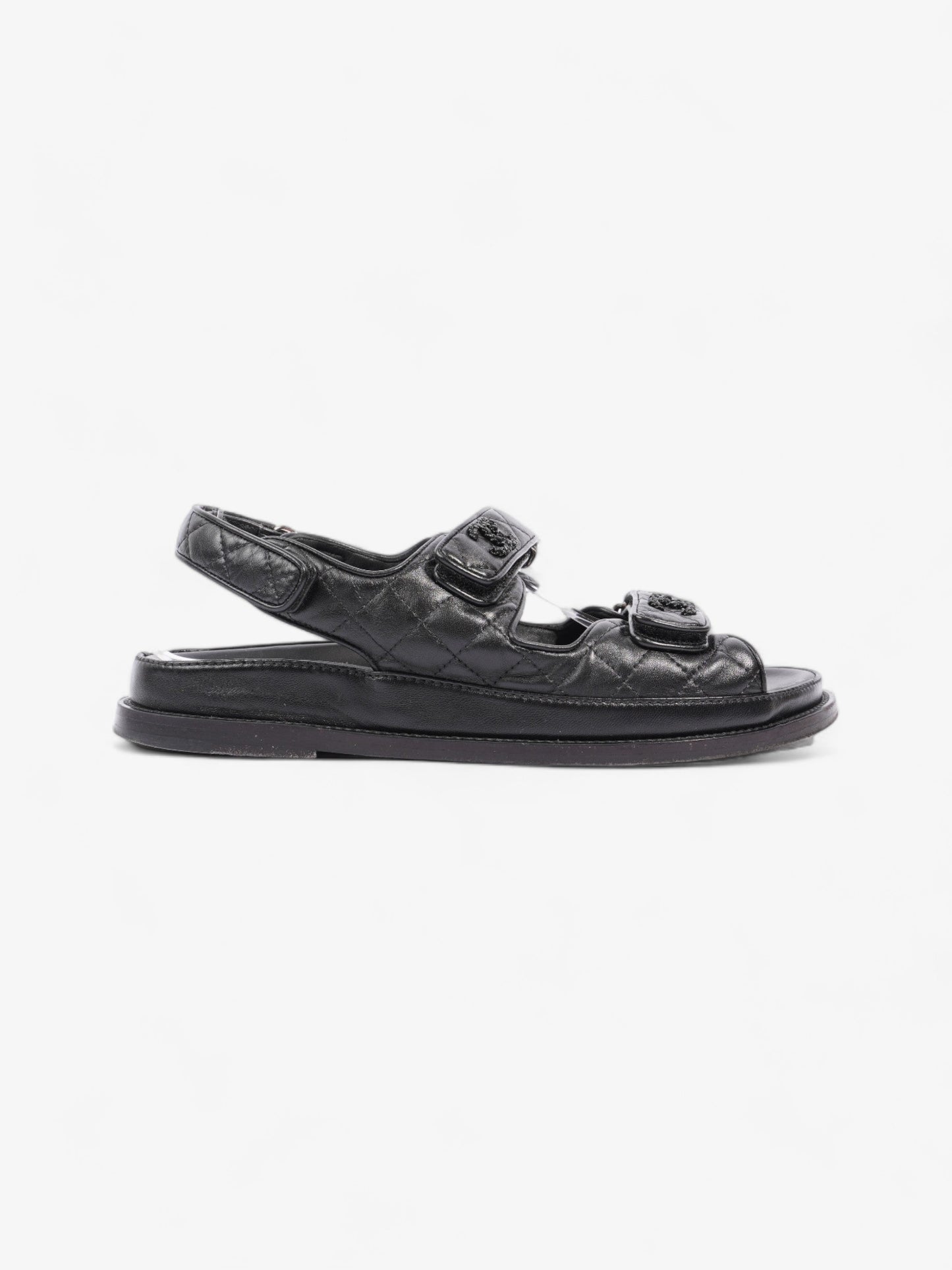 Chanel Dad Sandals Black Leather EU 40 UK 7
