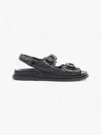 Chanel Dad Sandals Black Leather EU 40 UK 7