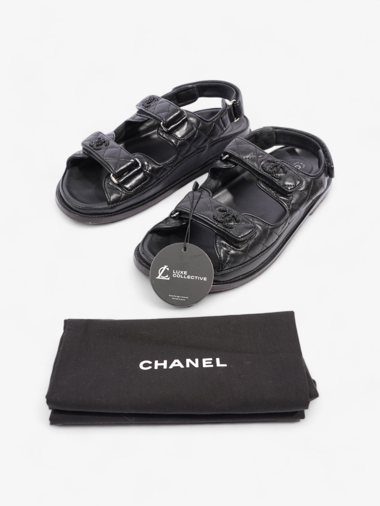 Chanel Dad Sandals Black Leather EU 40 UK 7