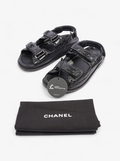Chanel Dad Sandals Black Leather EU 40 UK 7