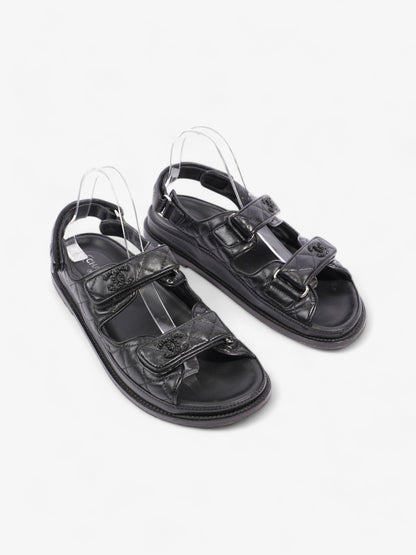 Chanel Dad Sandals Black Leather EU 40 UK 7