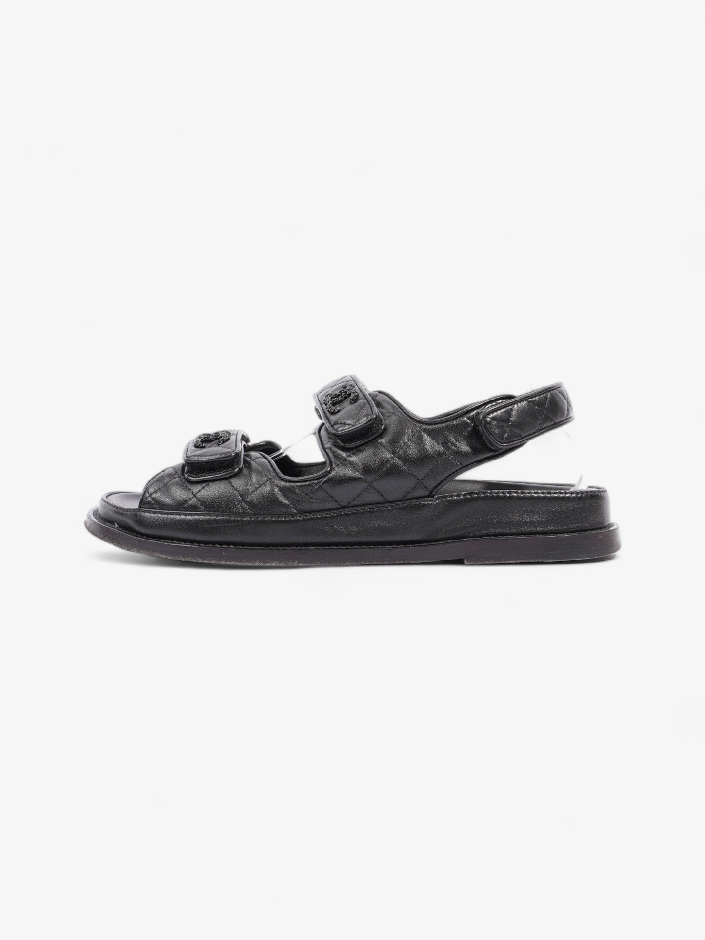 Chanel Dad Sandals Black Leather EU 40 UK 7