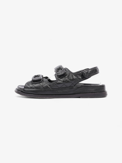 Chanel Dad Sandals Black Leather EU 40 UK 7