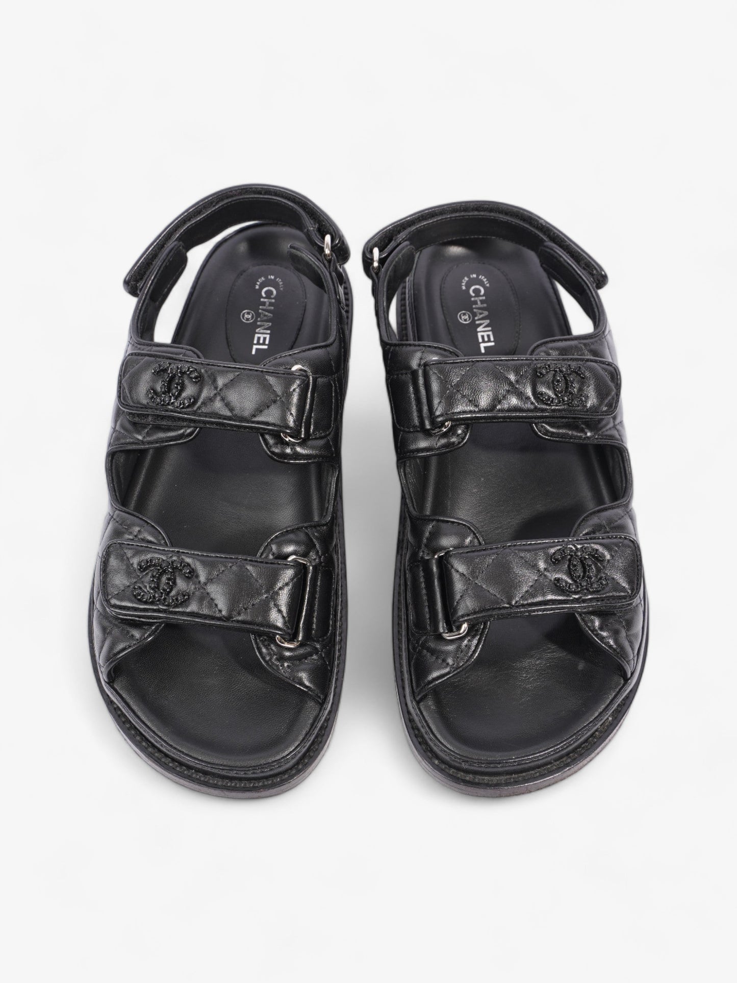 Chanel Dad Sandals Black Leather EU 40 UK 7