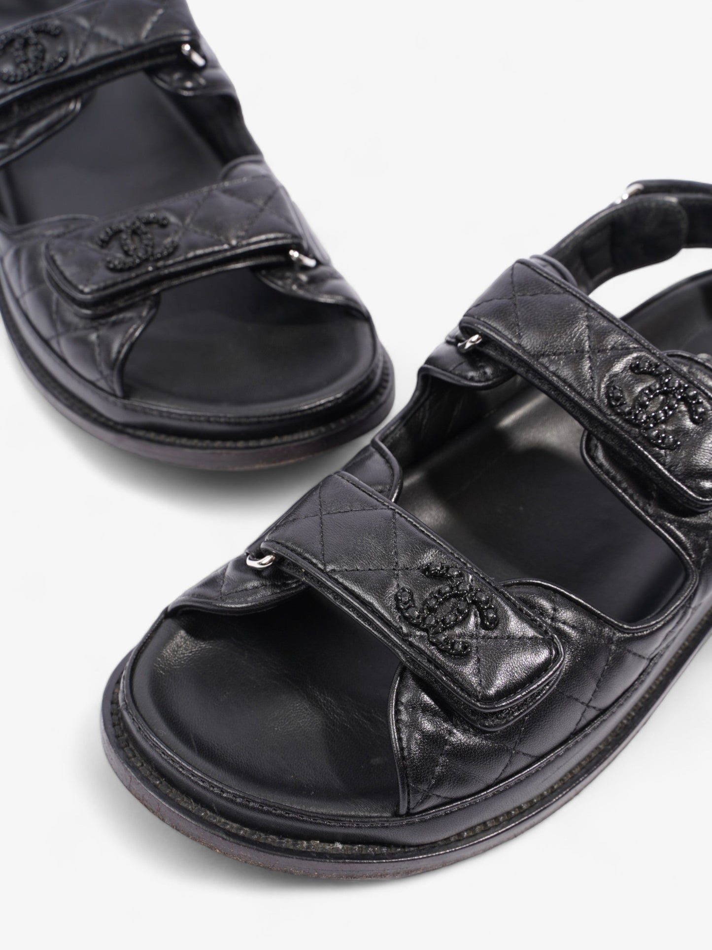 Chanel Dad Sandals Black Leather EU 40 UK 7