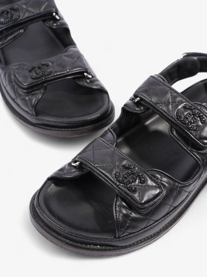 Chanel Dad Sandals Black Leather EU 40 UK 7