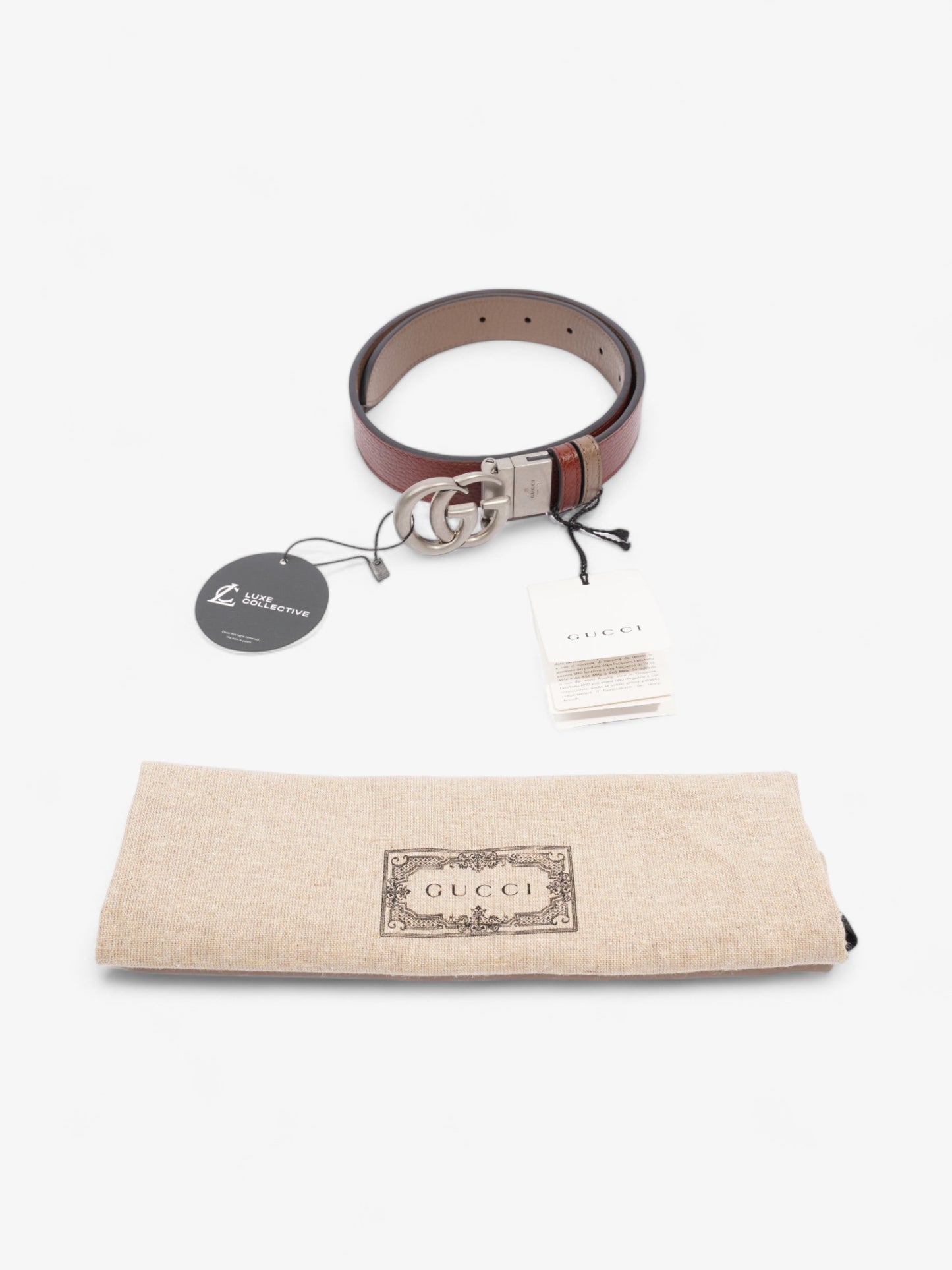 Gucci GG Marmont Reversible Belt Dark Brown  / Greyish Brown Leather 65cm 26"