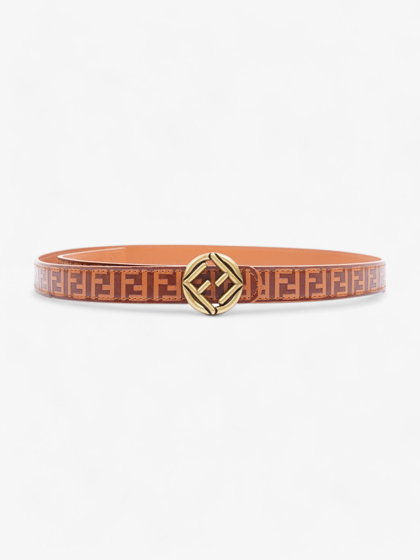 Fendi FF Embossed Belt Tan / Brown Leather 120cm / 48"