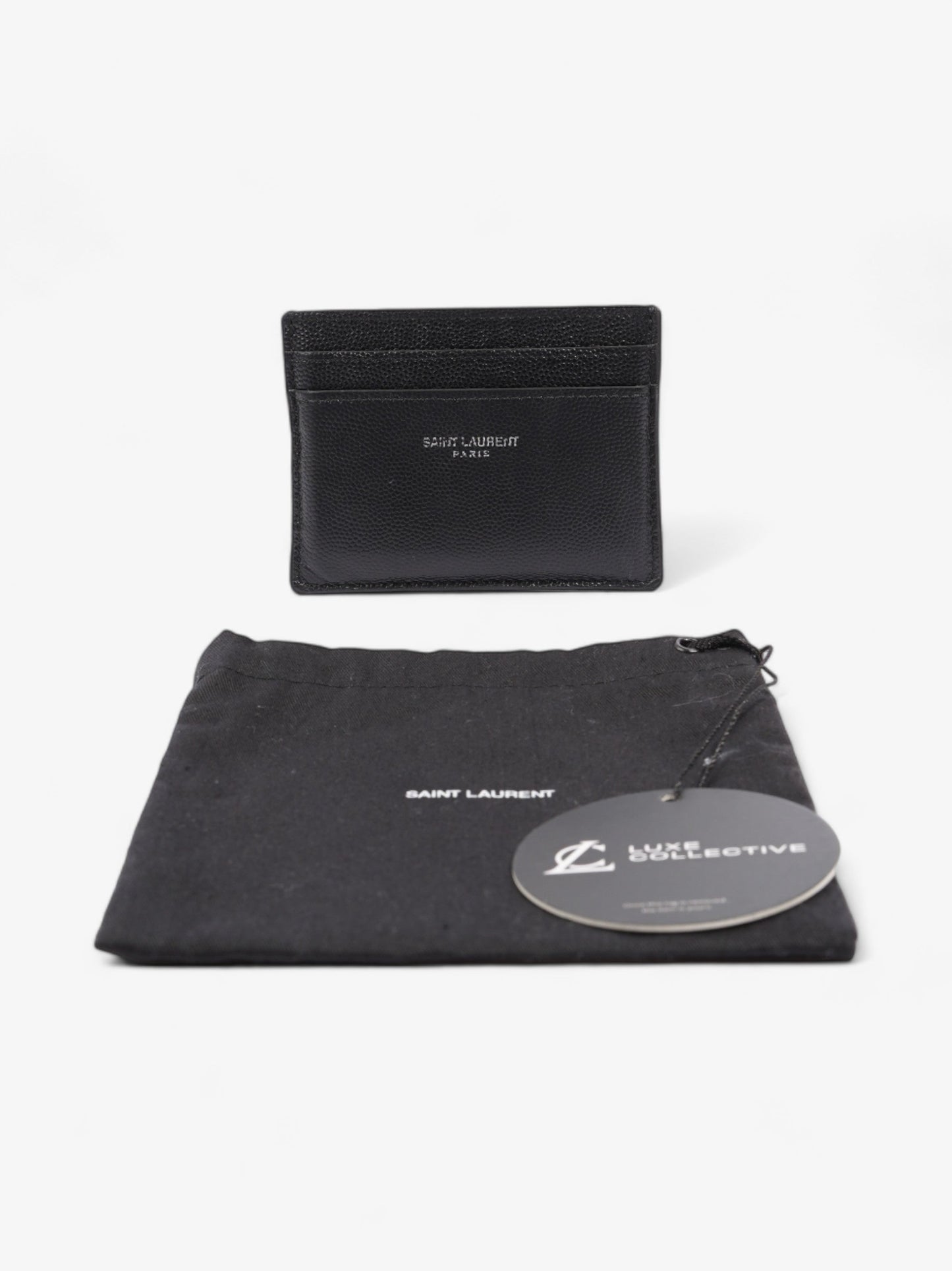 Saint Laurent Logo Card Holder Black Calfskin Leather