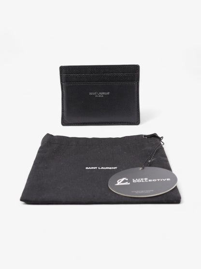 Saint Laurent Logo Card Holder Black Calfskin Leather