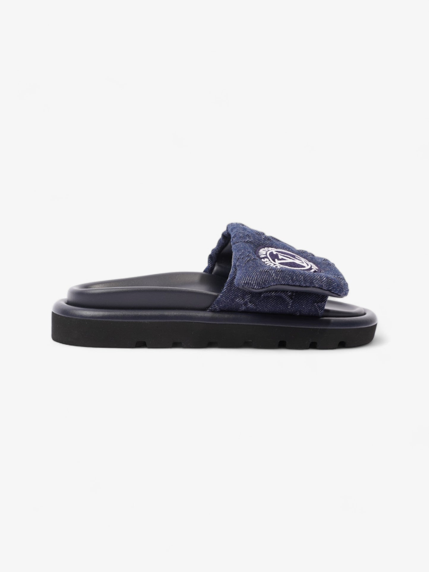 Louis Vuitton Pool Pillow Flat Comfort Mule Navy Blue Denim EU 37 UK 4