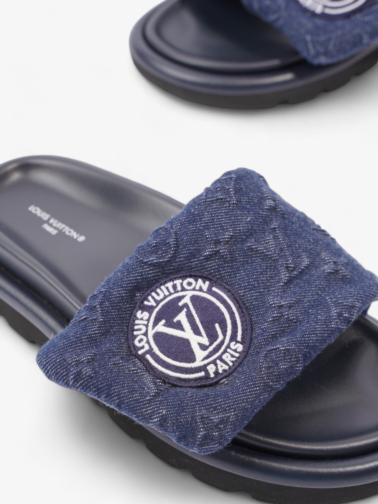 Louis Vuitton Pool Pillow Flat Comfort Mule Navy Blue Denim EU 37 UK 4