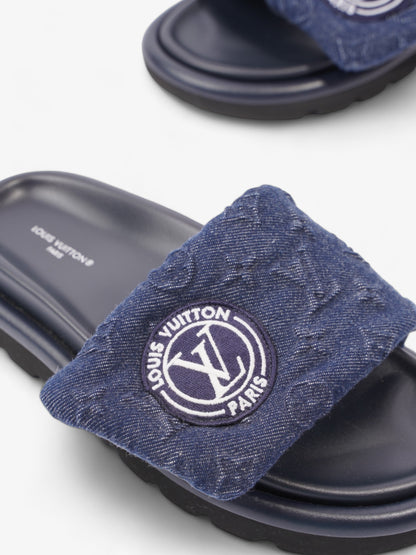 Louis Vuitton Pool Pillow Flat Comfort Mule Navy Blue Denim EU 37 UK 4