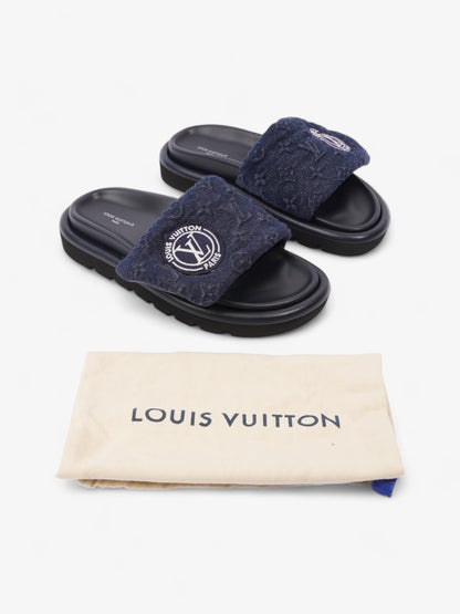 Louis Vuitton Pool Pillow Flat Comfort Mule Navy Blue Denim EU 37 UK 4