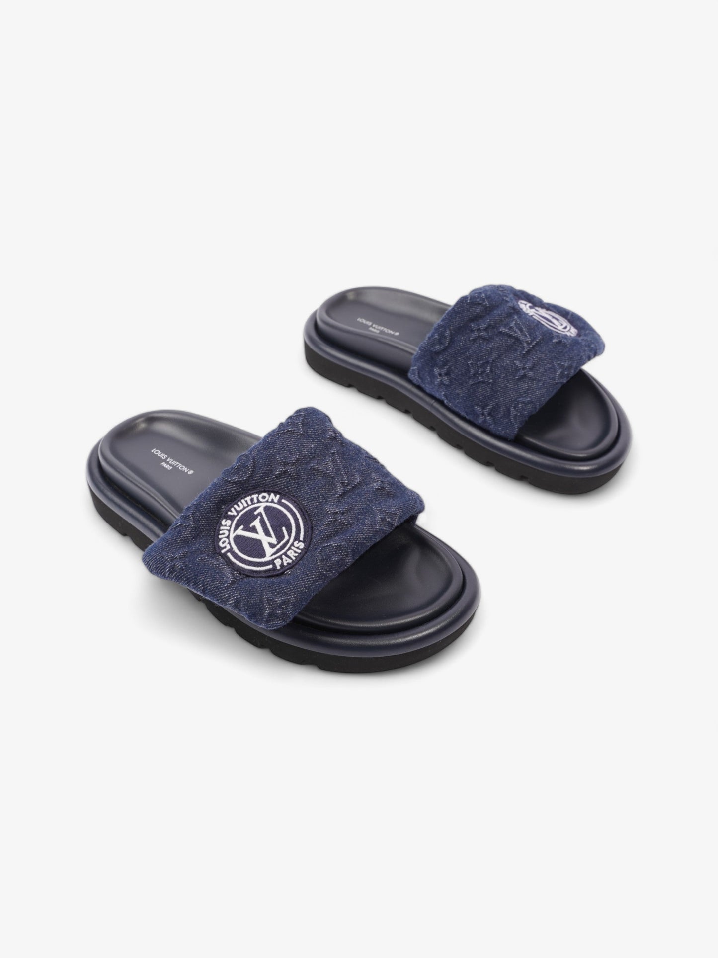 Louis Vuitton Pool Pillow Flat Comfort Mule Navy Blue Denim EU 37 UK 4