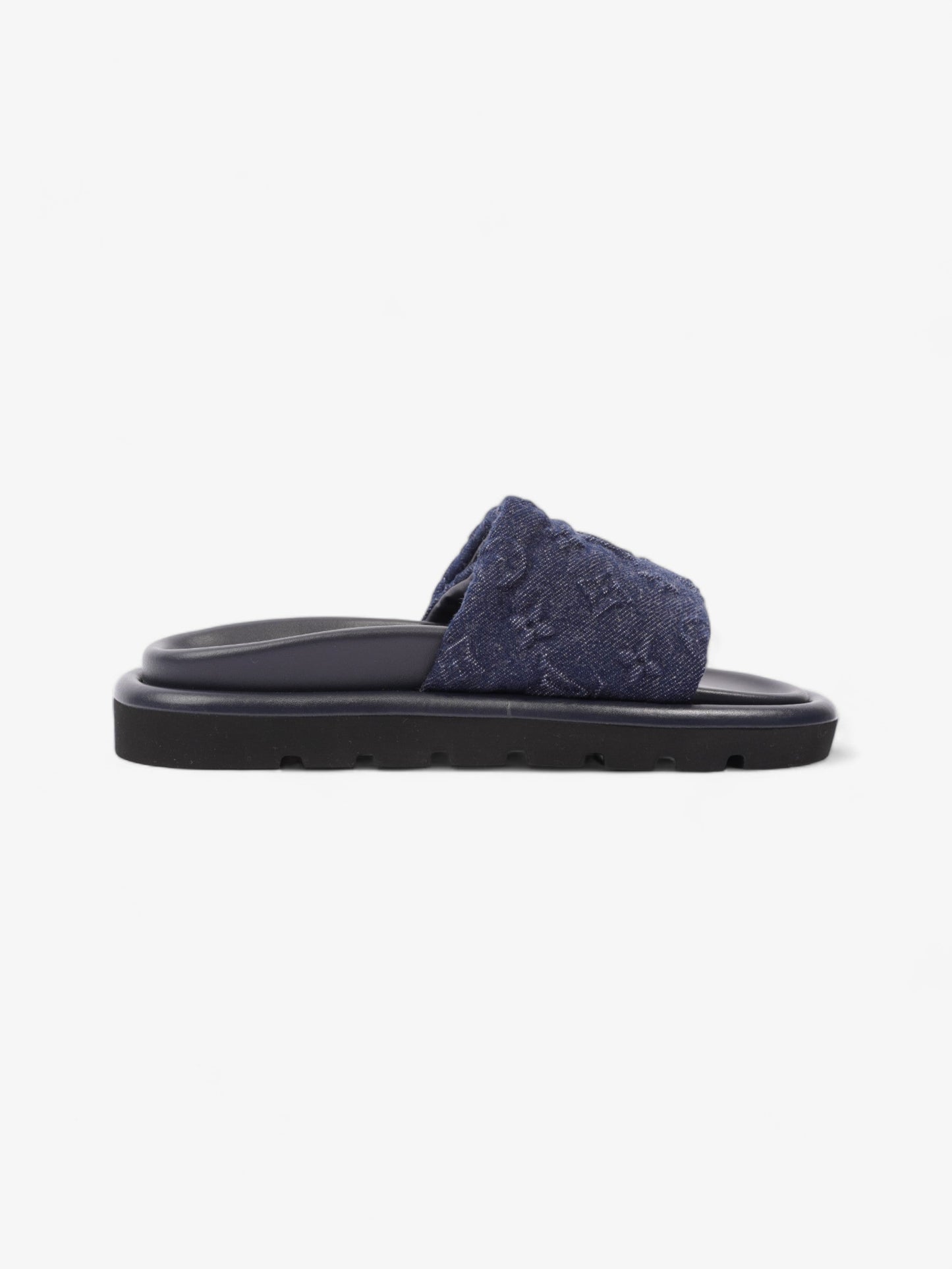Louis Vuitton Pool Pillow Flat Comfort Mule Navy Blue Denim EU 37 UK 4