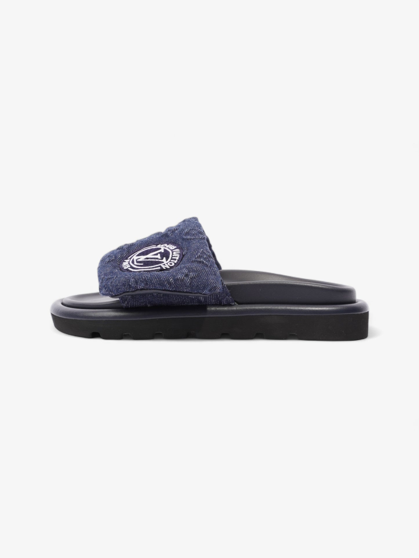 Louis Vuitton Pool Pillow Flat Comfort Mule Navy Blue Denim EU 37 UK 4