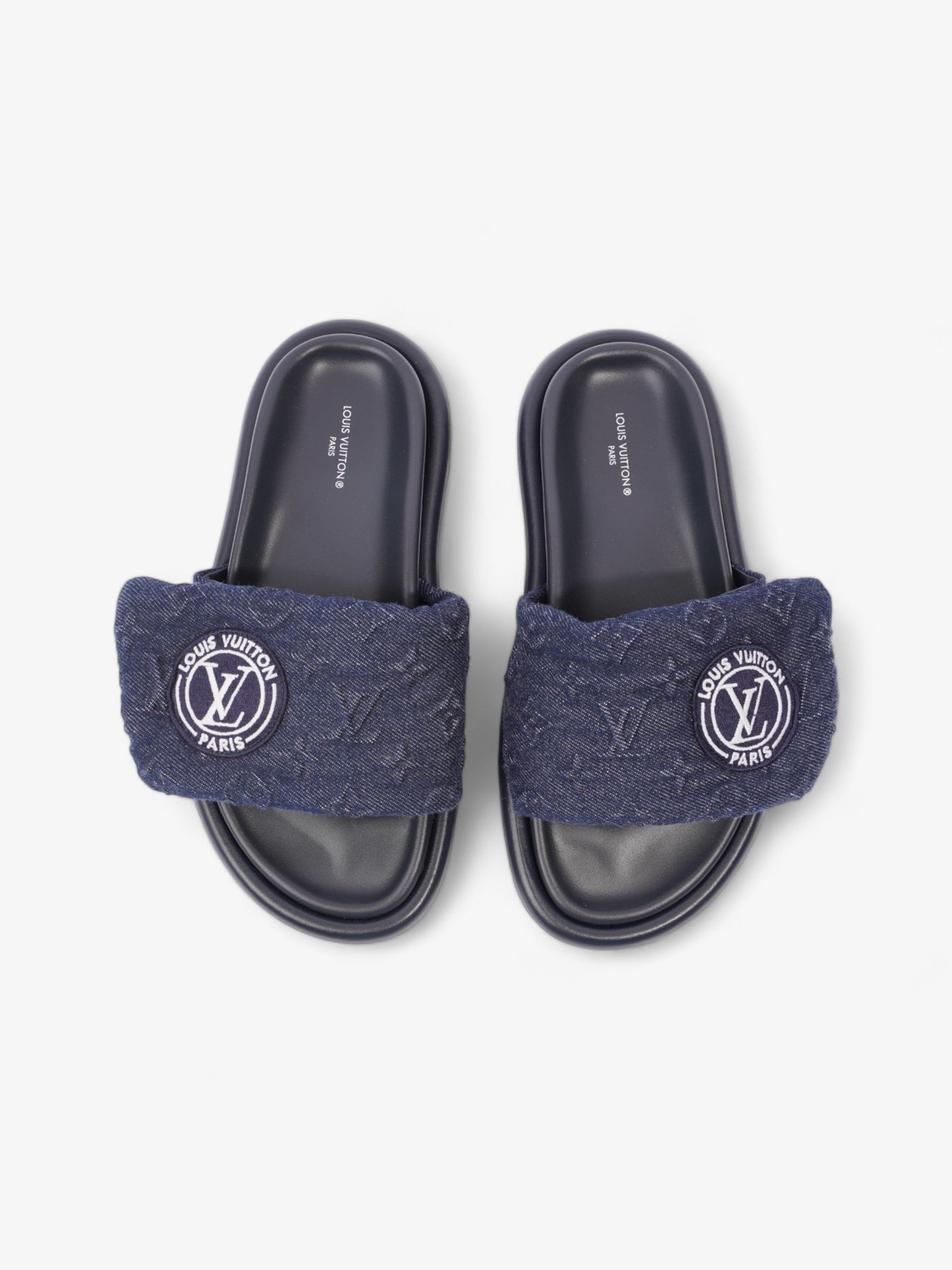 Louis Vuitton Pool Pillow Flat Comfort Mule Navy Blue Denim EU 37 UK 4