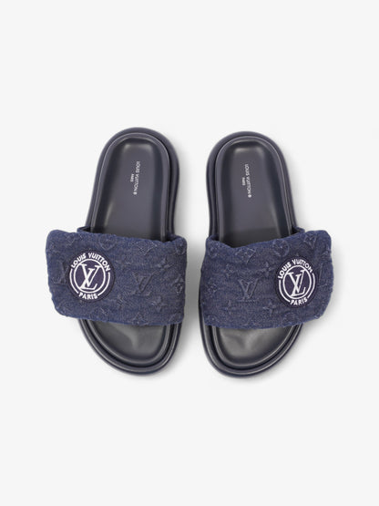 Louis Vuitton Pool Pillow Flat Comfort Mule Navy Blue Denim EU 37 UK 4