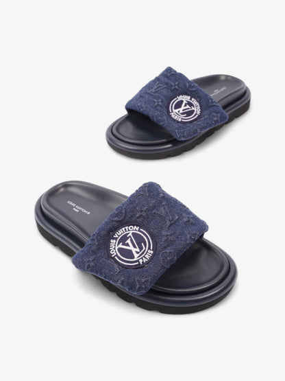 Louis Vuitton Pool Pillow Flat Comfort Mule Navy Blue Denim EU 37 UK 4