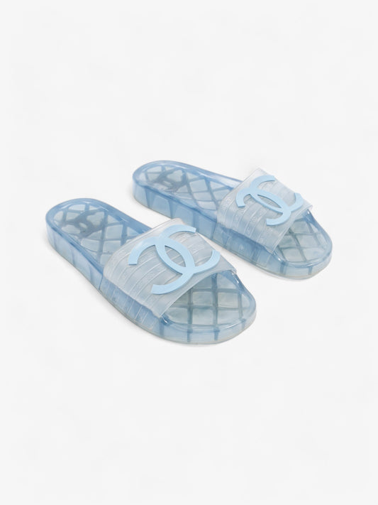 Chanel CC Logo Transparent Slides Blue PVC EU 38 UK 5