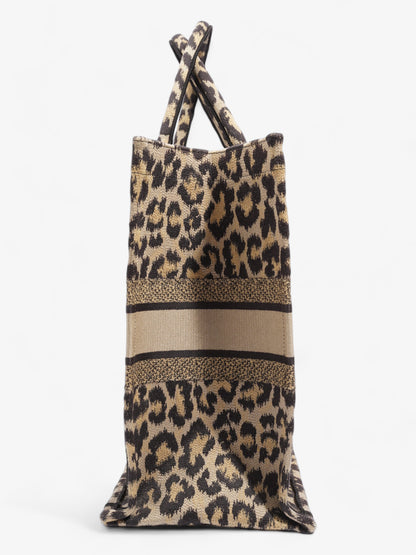 Christian Dior Book Tote Leopard Print Canvas Large