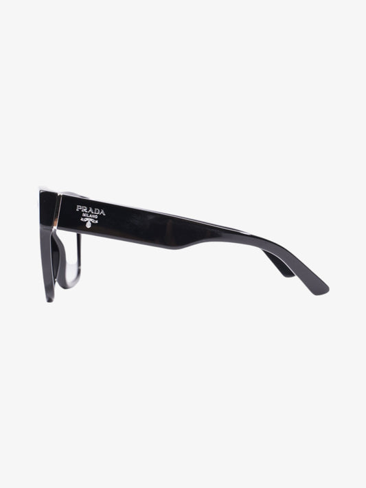 Prada Rectangular Framed Sunglasses Black / Silver Acetate 140mm