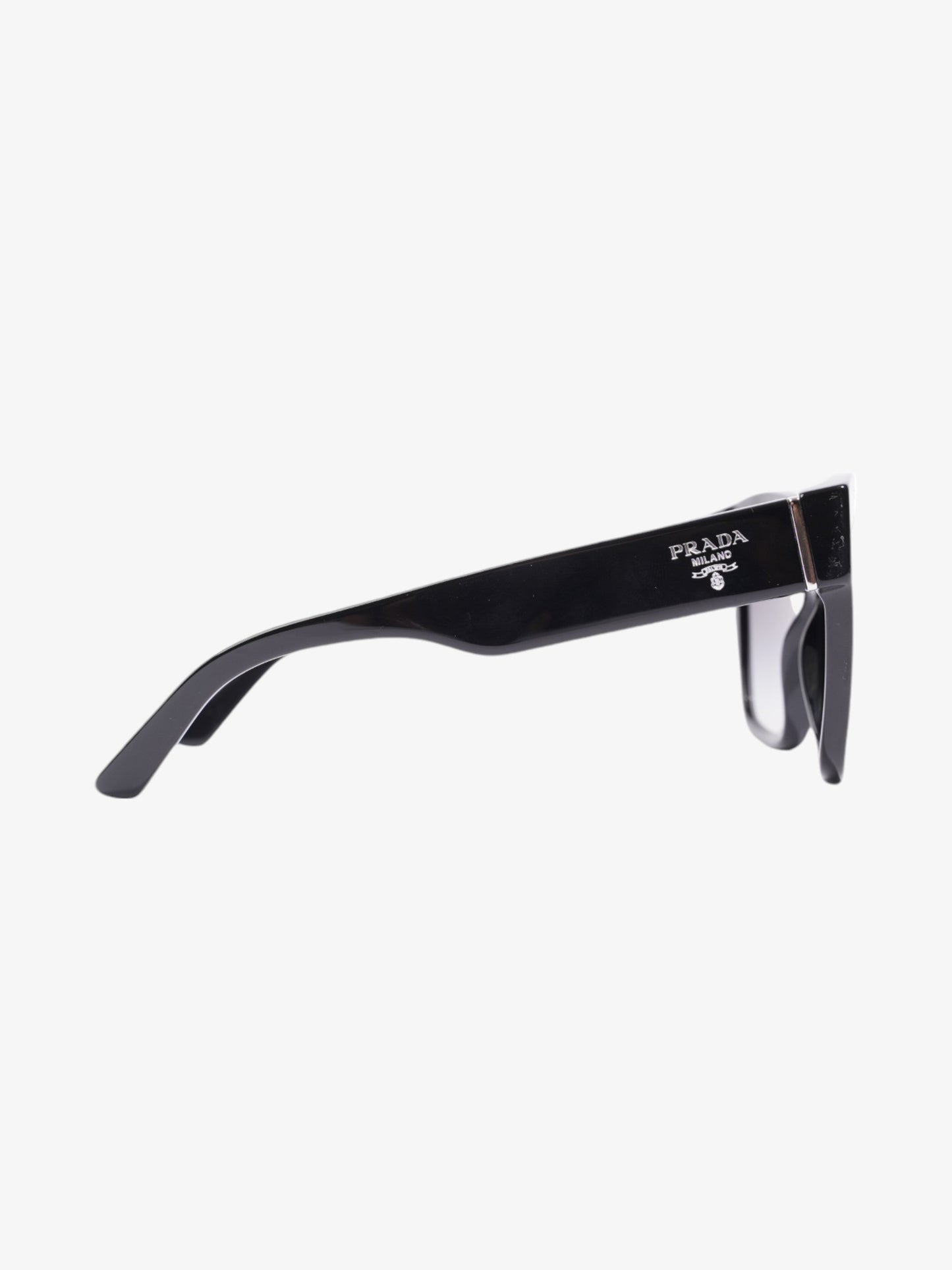 Prada Rectangular Framed Sunglasses Black / Silver Acetate 140mm