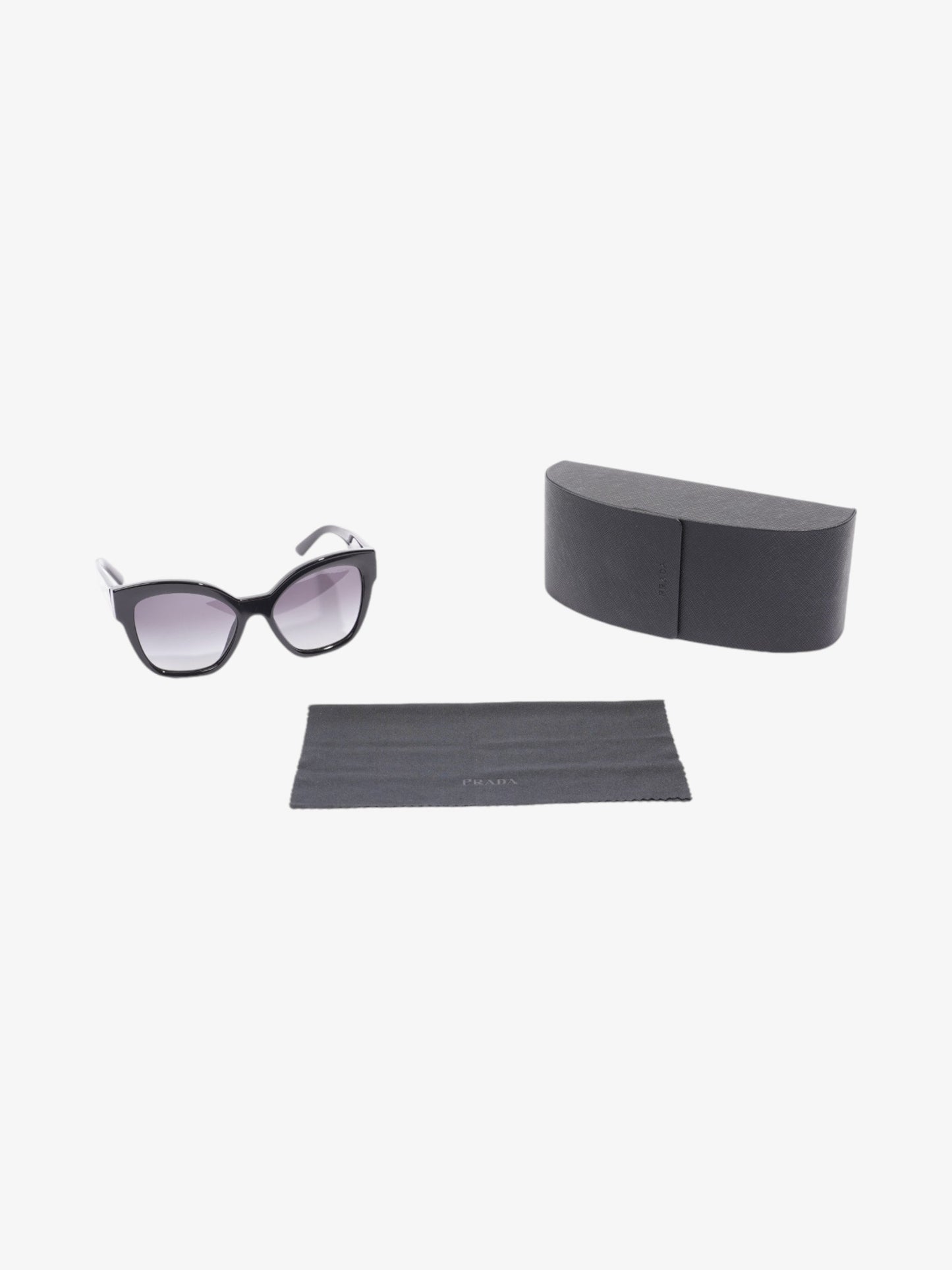 Prada Rectangular Framed Sunglasses Black / Silver Acetate 140mm