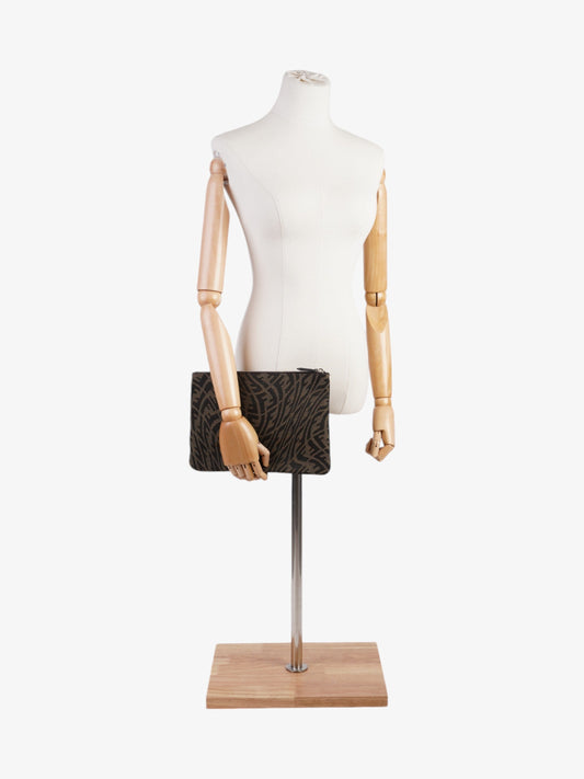 Fendi FF Vertigo Pouch Black / Tobacco Canvas