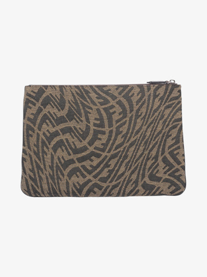 Fendi FF Vertigo Pouch Black / Tobacco Canvas