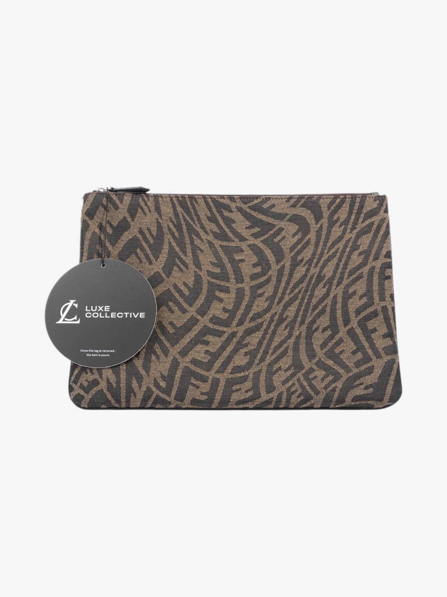 Fendi FF Vertigo Pouch Black / Tobacco Canvas