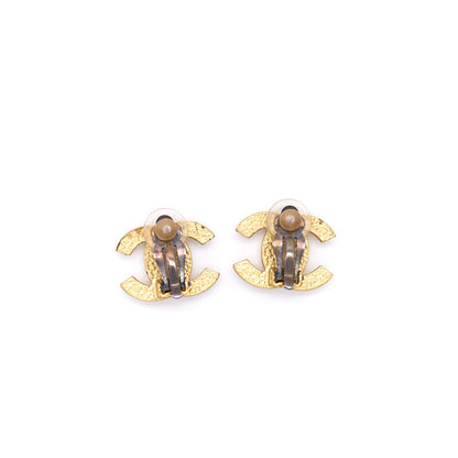 Chanel Vintage CC Faux Pearl Gold Tone Clip-On Earrings