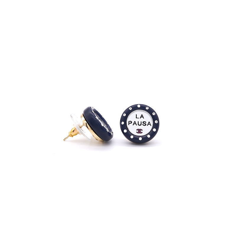 Chanel Vintage La Pausa Silver Tone stud Earrings