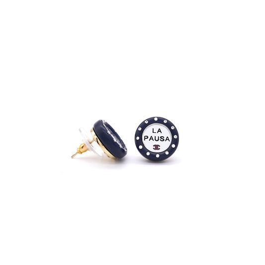 Chanel Vintage La Pausa Silver Tone stud Earrings