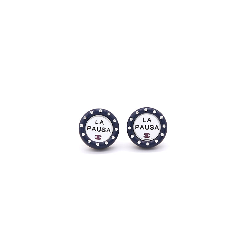 Chanel Vintage La Pausa Silver Tone stud Earrings