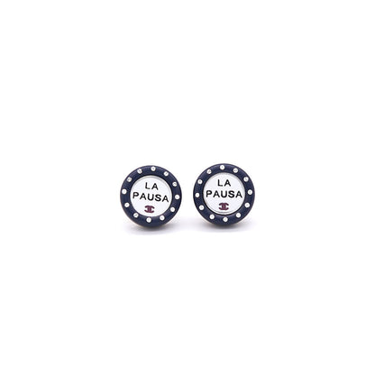 Chanel Vintage La Pausa Silver Tone stud Earrings