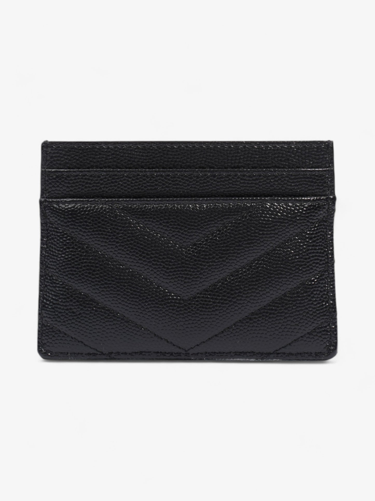 Saint Laurent Monogram Card Holder Black / Gold Grained Leather