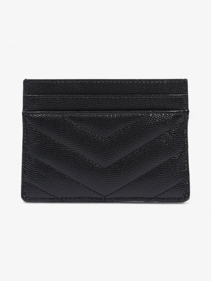 Saint Laurent Monogram Card Holder Black / Gold Grained Leather